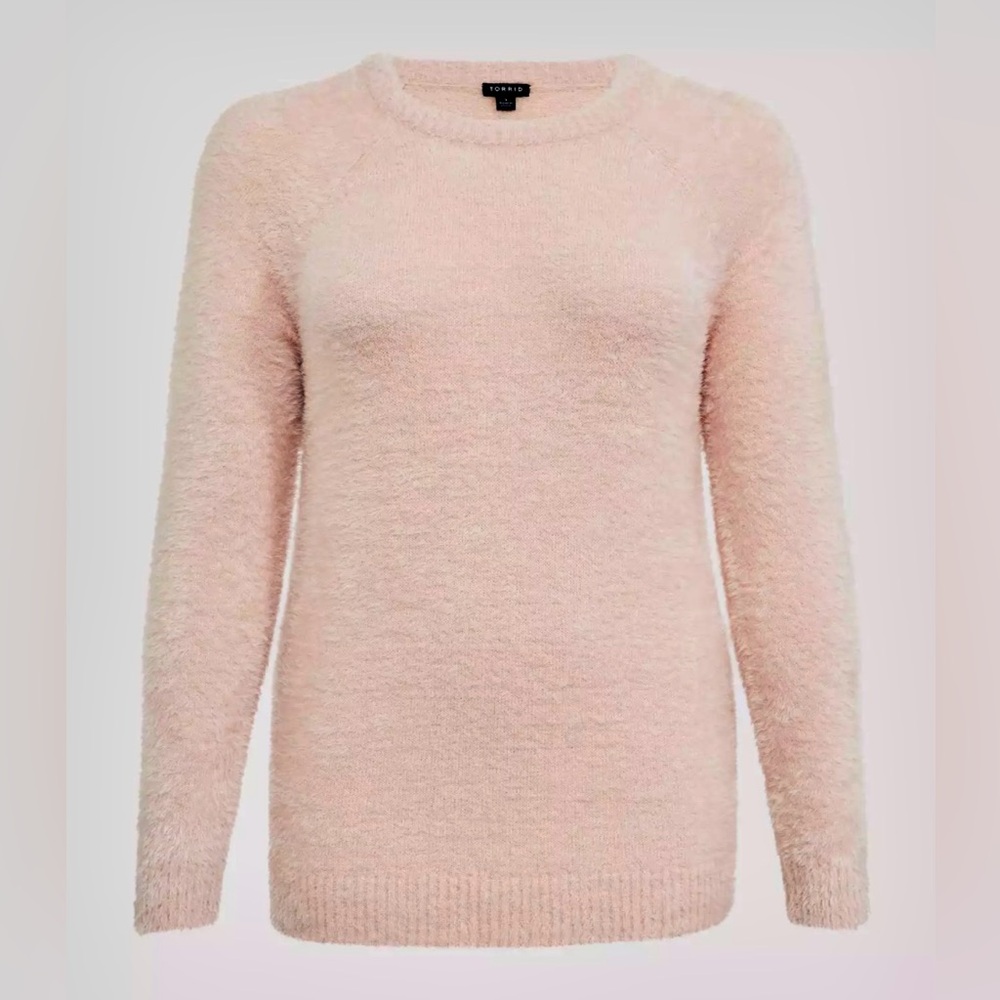 torrid Plush Crewneck Sweater in Light Pink